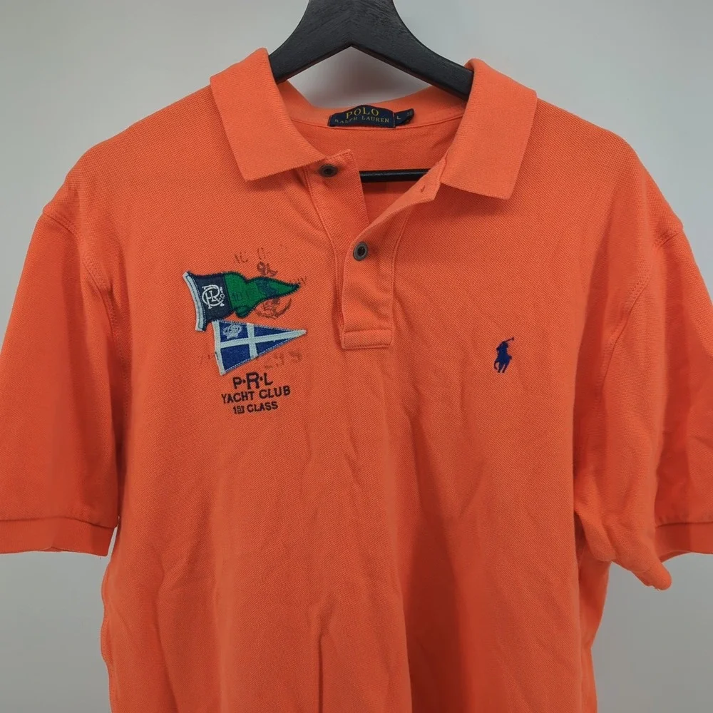 Polo Ralph Lauren Yacht Club Men's‎ Large Polo Shirt Orange Preppy PRL